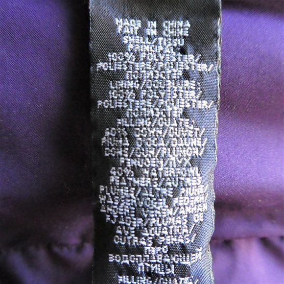 Ralph Lauren Purple Puffy Coat Peplum Detachable Snap Hood Green Pony Down XS - Picture 7 of 13